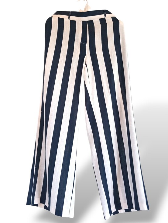 New York Clothing Co. Pants - NY Clothing Co Navy & White Wide-Leg Stripe Trousers Lightweight Breezy Nautical